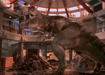 Jurassic Park How did T. Rex get into the visitor center