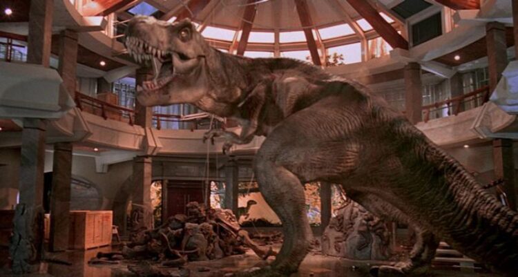 Jurassic Park How did T. Rex get into the visitor center