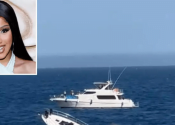 Cardi B's reaction to seeing a yacht sink near her villa