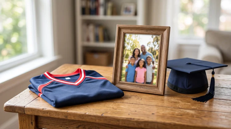 Conceptual items representing a career and family transition