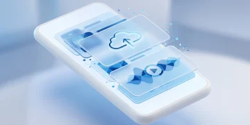 A conceptual rendering of smartphone notification layers representing digital services.