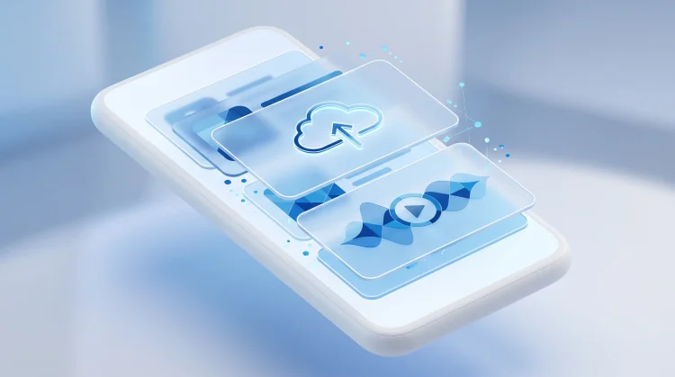 A conceptual rendering of smartphone notification layers representing digital services.