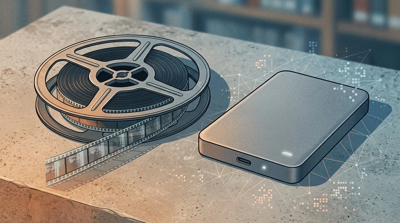 Conceptual representation of archival film and modern digital media.