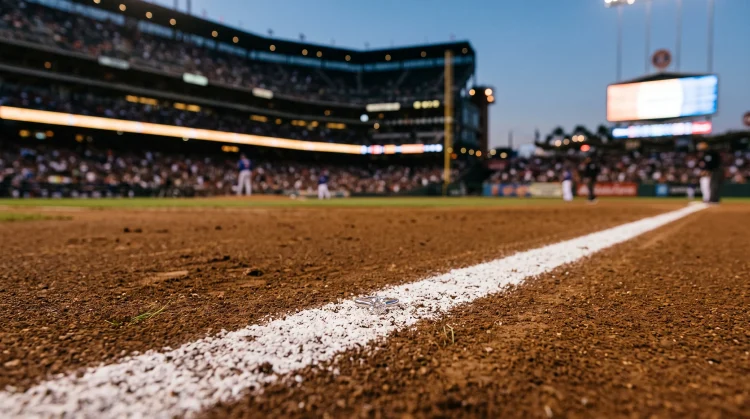 A conceptual image representing a baseball player's engagement with a ring on a baseball diamond.