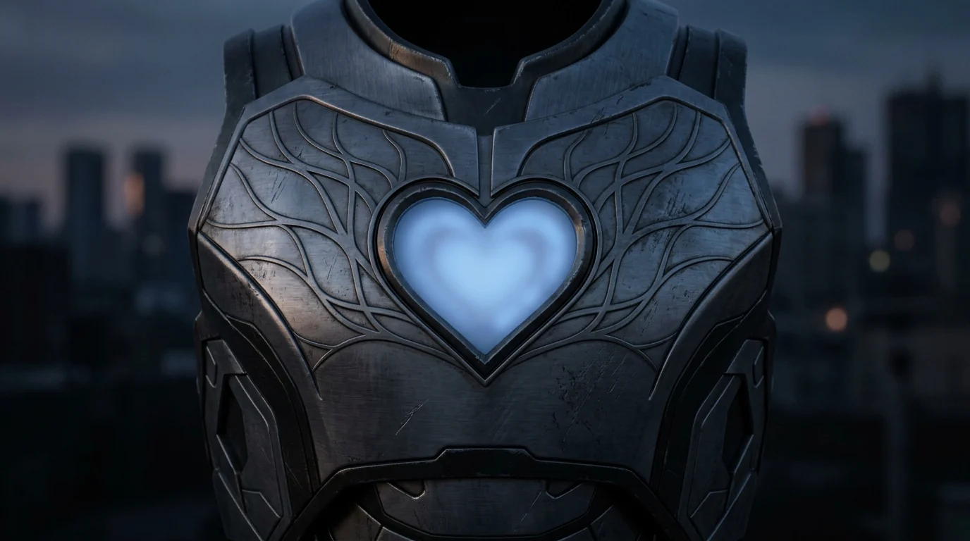 Conceptual illustration of a hero's fading armor light.