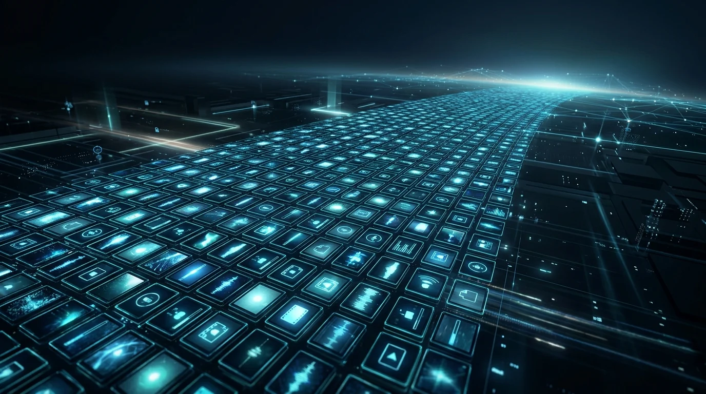 A 3D digital grid representing a massive expansion of streaming content.