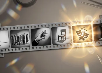 Conceptual film strip showing a ratio of dark frames to one bright frame.