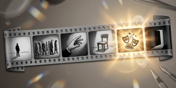 Conceptual film strip showing a ratio of dark frames to one bright frame.