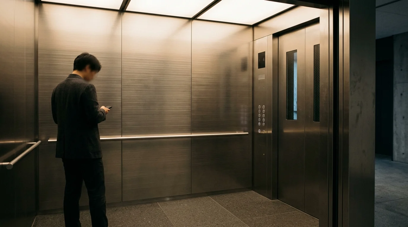 A modern elevator interior with soft lighting.