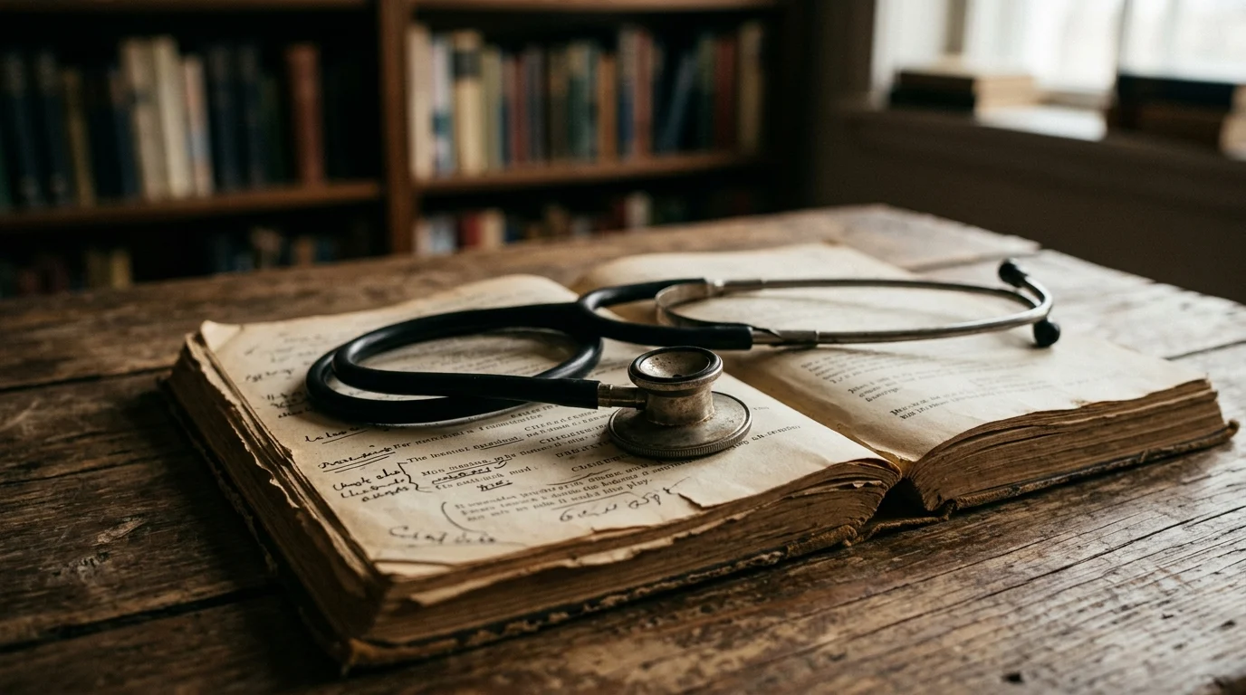 A stethoscope resting on a theatrical script.