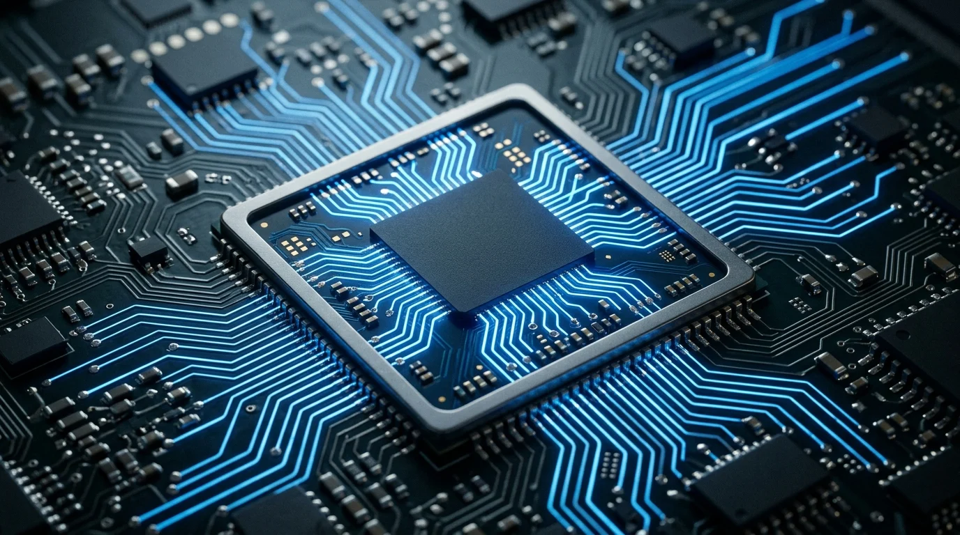 Conceptual mobile processor chip with AI light paths
