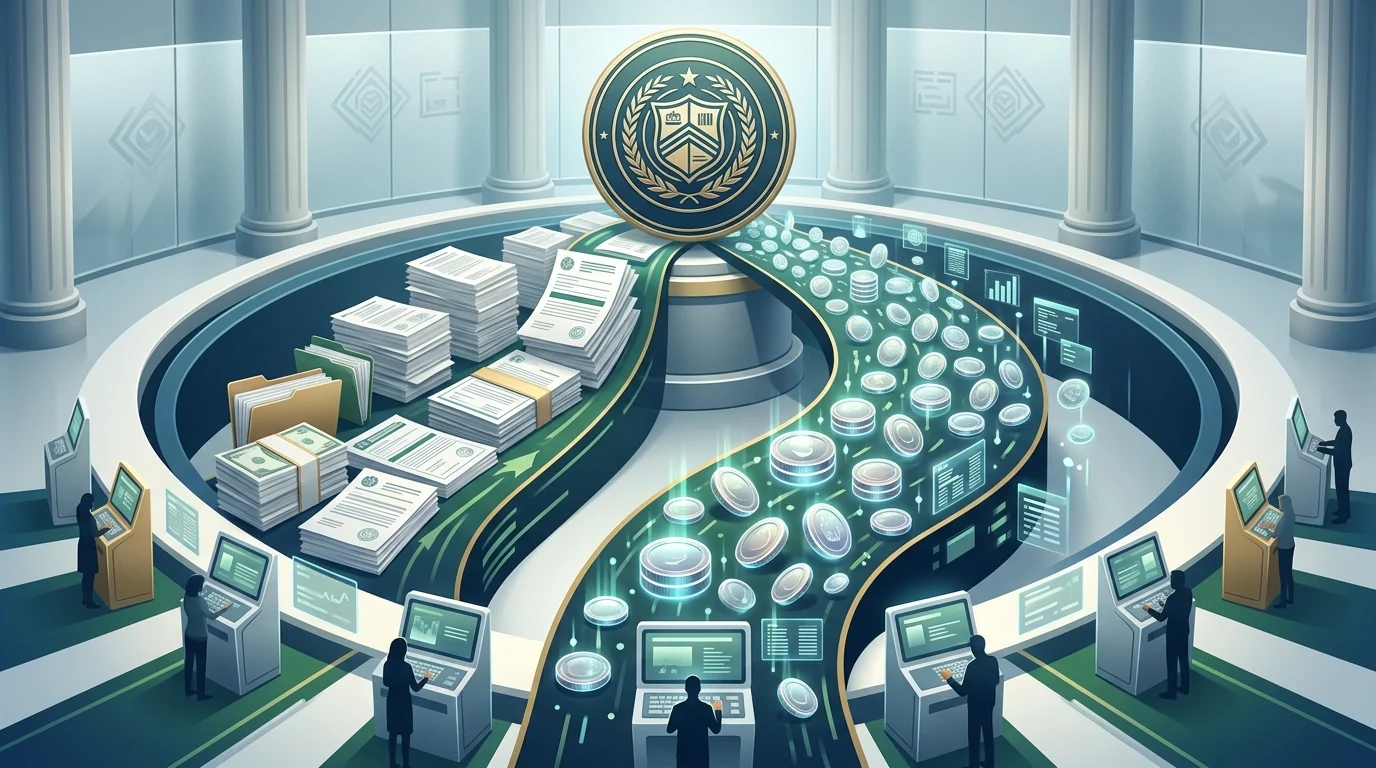 Conceptual illustration of a federal settlement and consumer refund distribution.