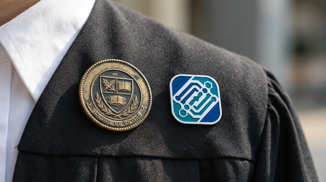 Conceptual imagery of graduation pins representing legacy.