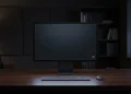 Conceptual image of a computer monitor in a dark office showing a system alert icon.