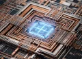 Conceptual visualization of a high-performance mobile processor.