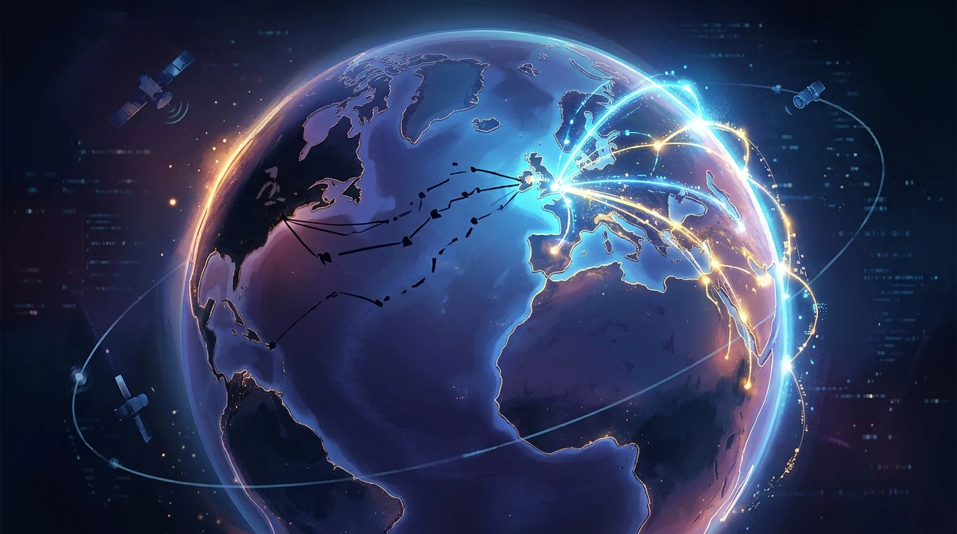 A conceptual map showing a data gap between Europe and North America.