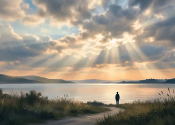 A conceptual image of light breaking through clouds representing support and recovery.