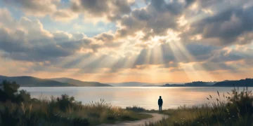 A conceptual image of light breaking through clouds representing support and recovery.