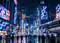 Conceptual neon-lit Tokyo street representing upcoming Japanese drama releases.