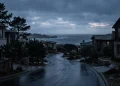 A quiet residential street in Santa Monica at dawn.
