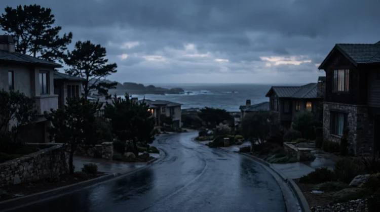 A quiet residential street in Santa Monica at dawn.