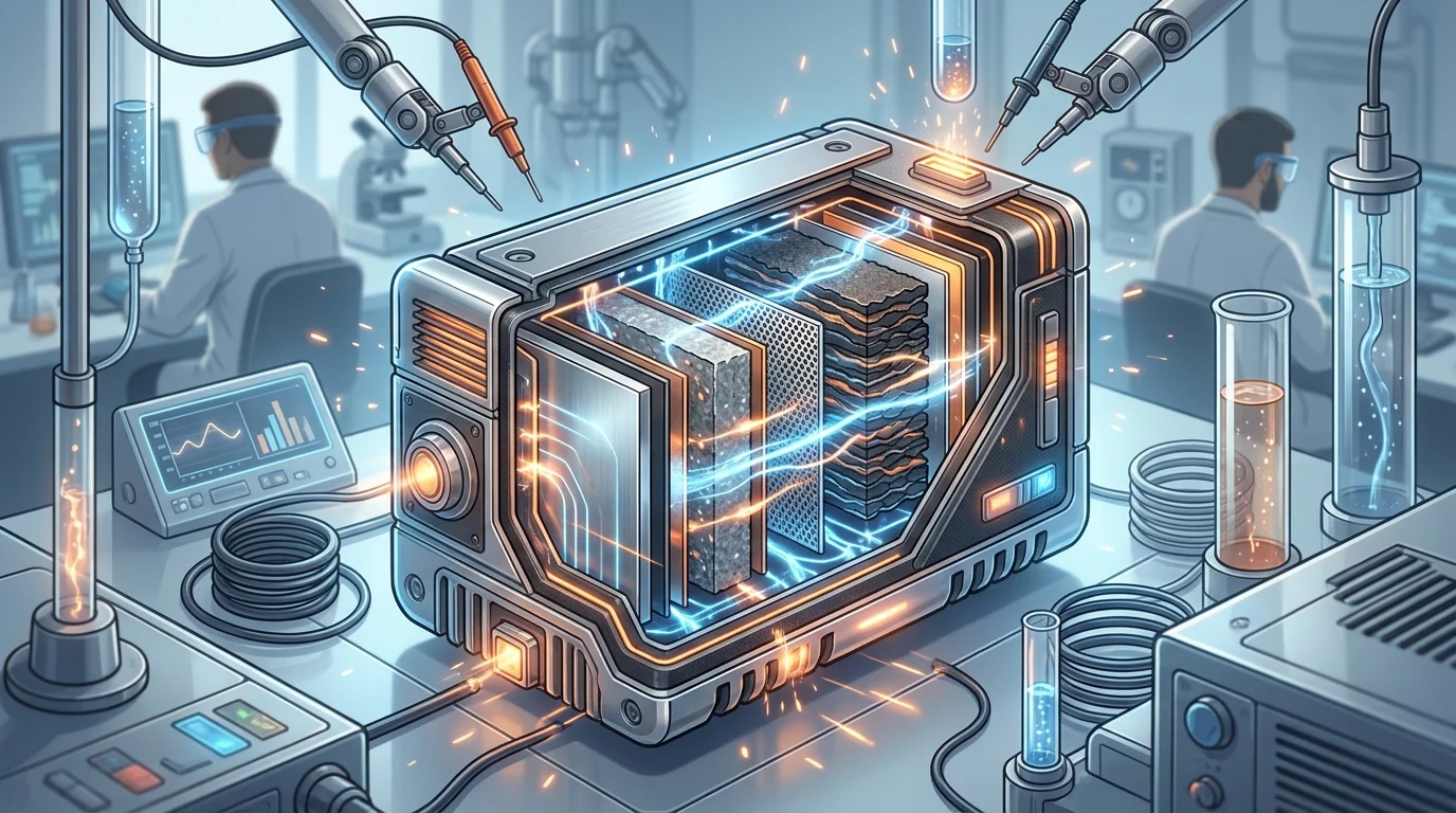 Conceptual diagram of a high-density silicon-carbon smartphone battery.