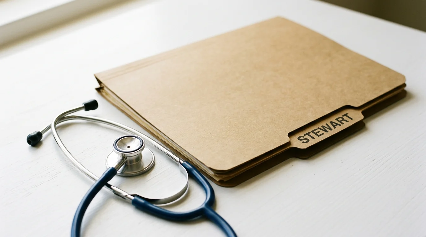 A legal folder and a stethoscope representing a lawyer's recovery and return to work.