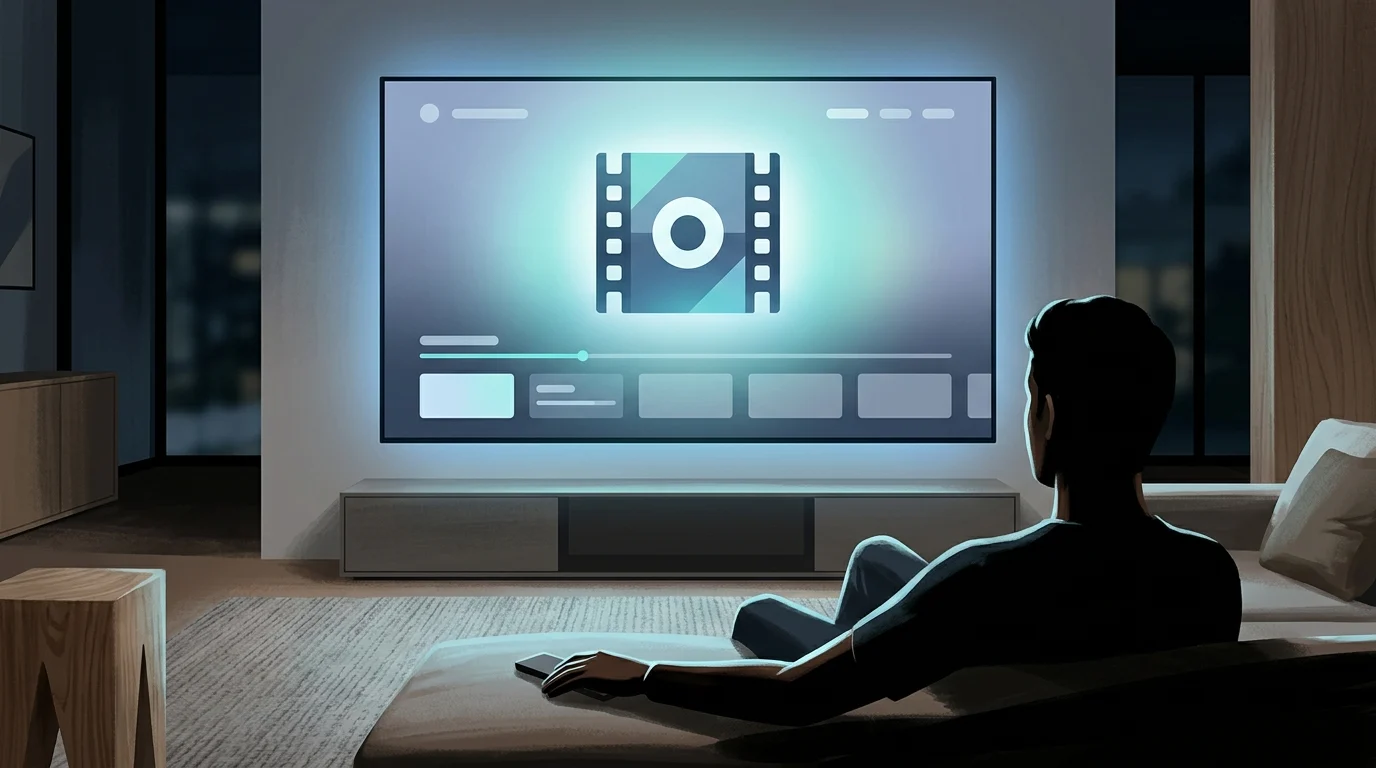 A conceptual visualization of a streaming service interface on a screen.