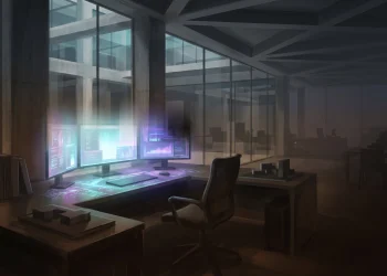 Conceptual image of a darkening digital workstation.