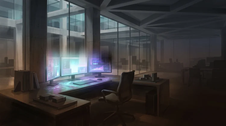 Conceptual image of a darkening digital workstation.