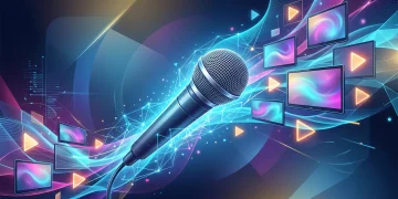 Conceptual illustration representing the fusion of podcasts and video streaming.