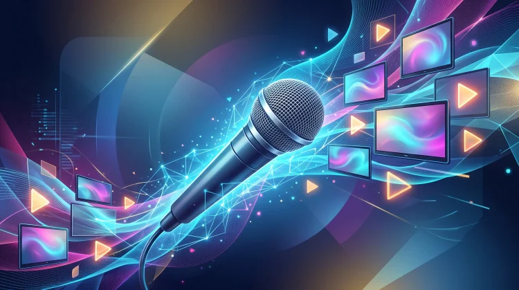 Conceptual illustration representing the fusion of podcasts and video streaming.