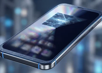 Conceptual visualization of a smartphone privacy display showing restricted viewing angles.