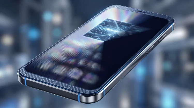 Conceptual visualization of a smartphone privacy display showing restricted viewing angles.