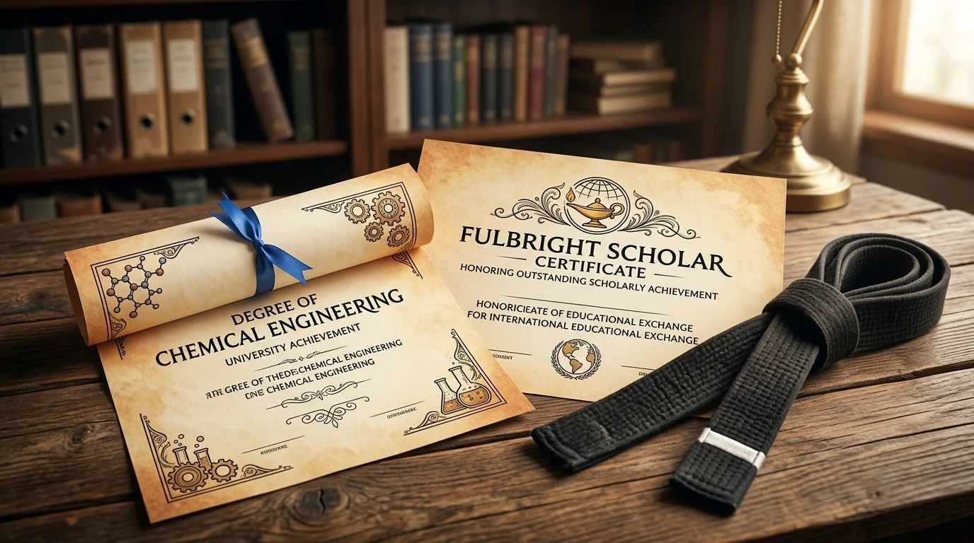 Conceptual representation of academic achievements and martial arts expertise.