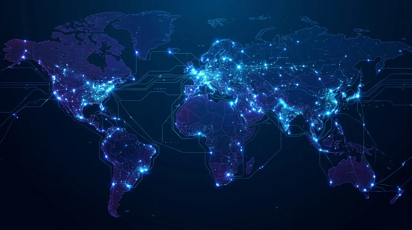 Conceptual visualization of global server connections.