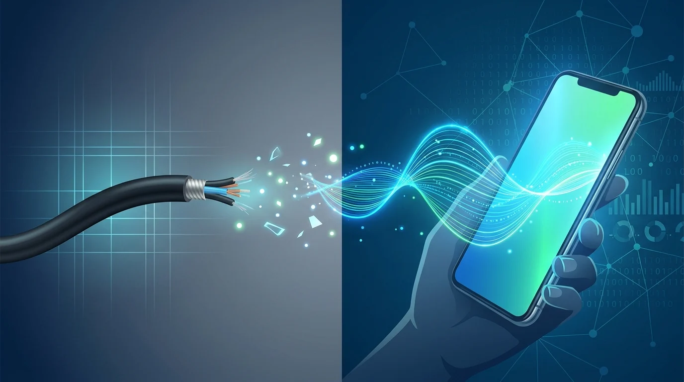 Graphic representation of switching from cable to digital streaming.