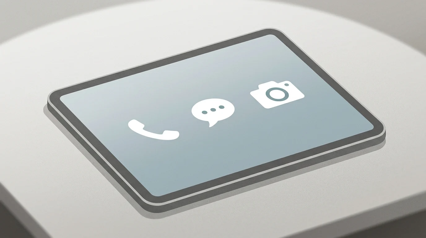 Minimalist digital interface showing a restricted set of communication icons.