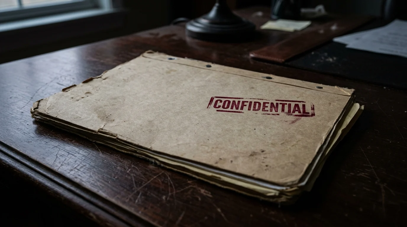 A confidential medical file on a desk.