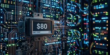 Conceptual image of an 80 dollar price tag on a digital background.